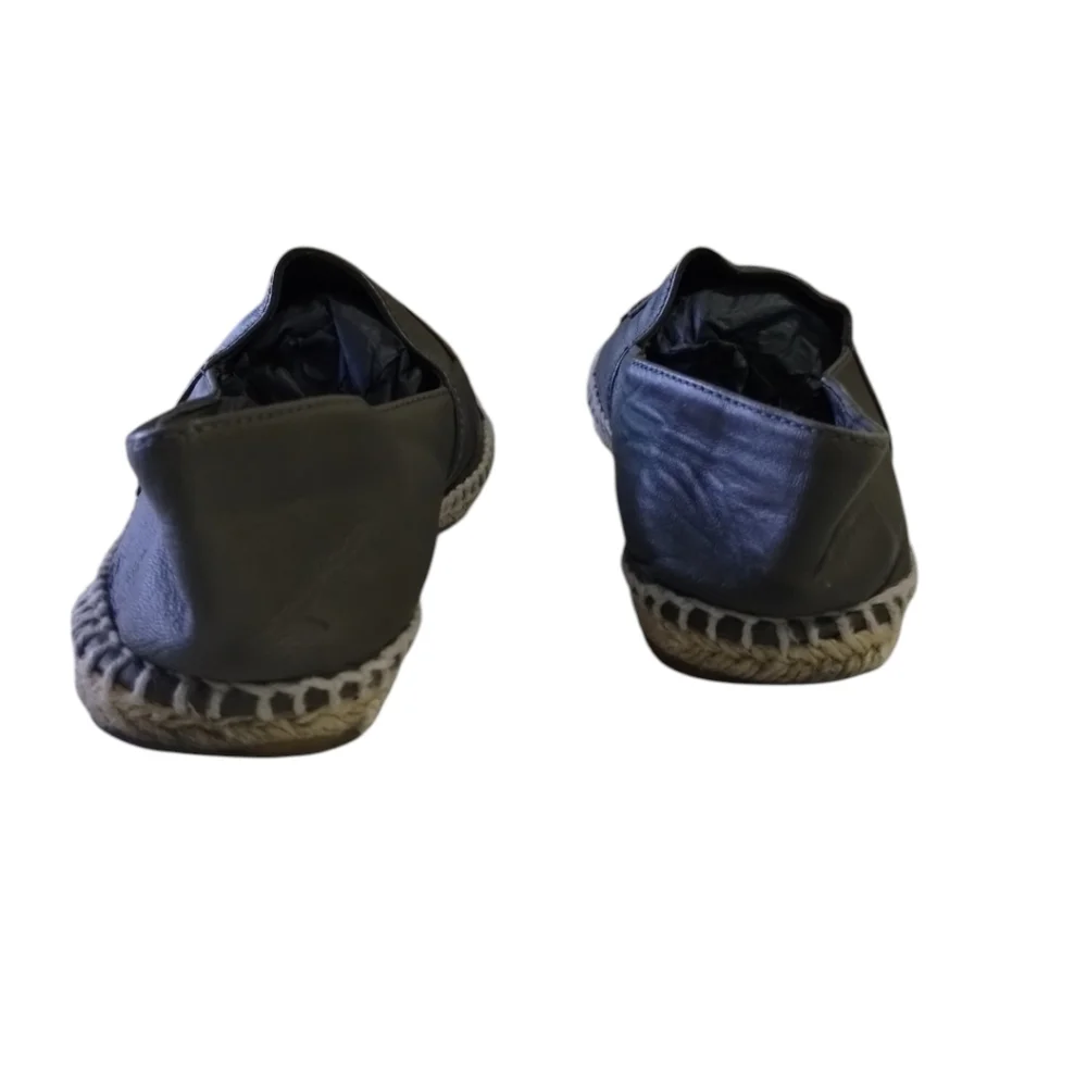 Chanel Interlocking CC Logo Leather Espadrilles Women's 7 Army Green‎